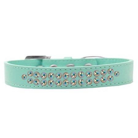 UNCONDITIONAL LOVE Two Row AB Crystal Dog CollarAqua Size 12 UN796035